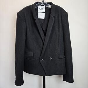 CH Carolina Herrera Wool Black Blazer Jacket Double Breasted Dark Academia Large